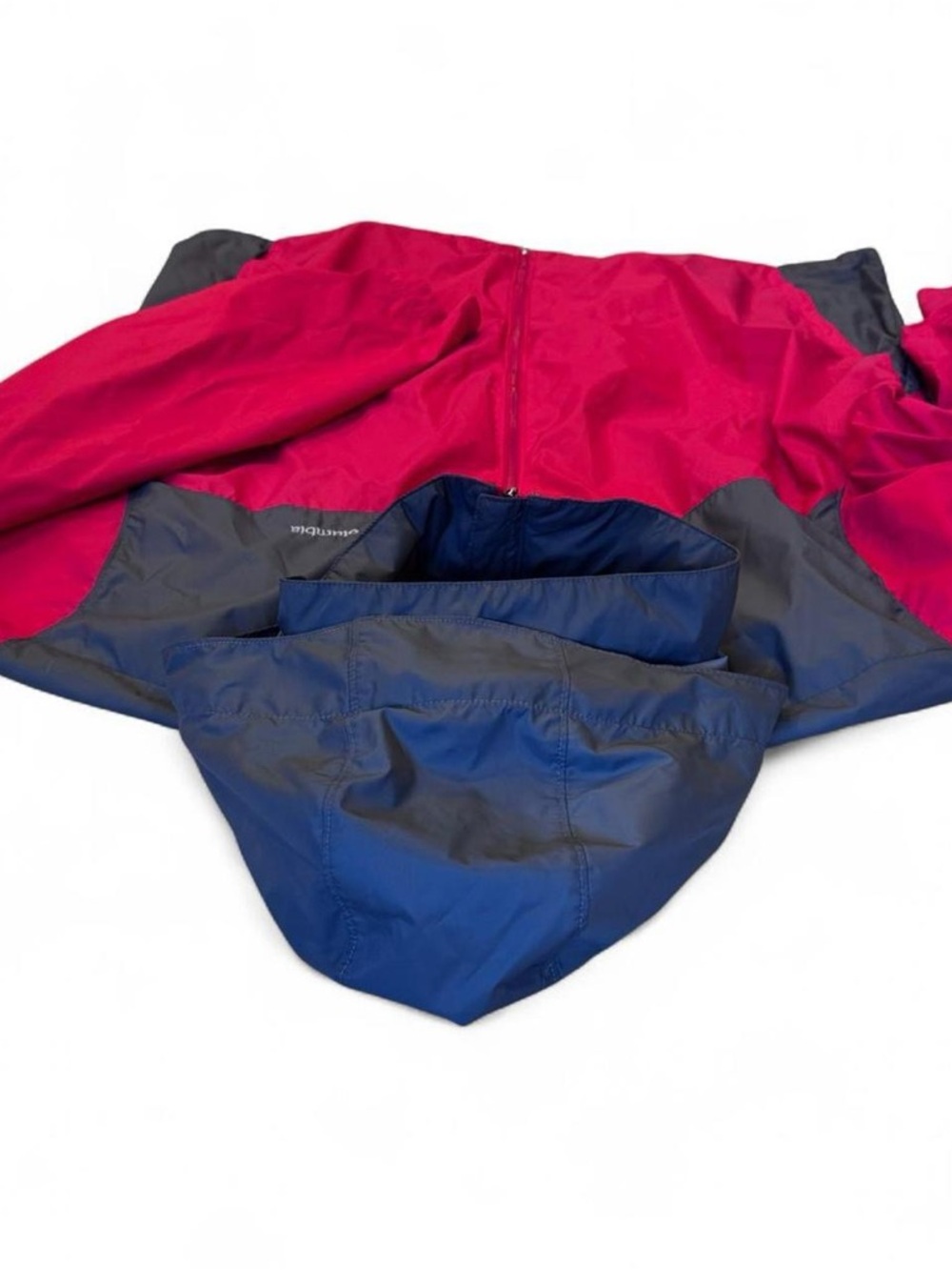 Columbia Packable Windbreaker Jacket Red Gray 3XLT Hooded - Picture 7 of 10